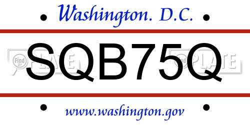 SQB75Q District Of Columbia License Plate