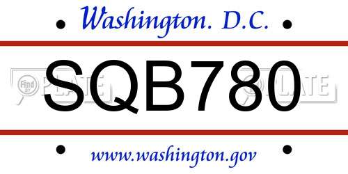 SQB780 District Of Columbia License Plate