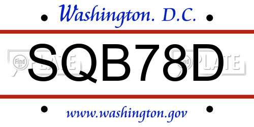 SQB78D District Of Columbia License Plate