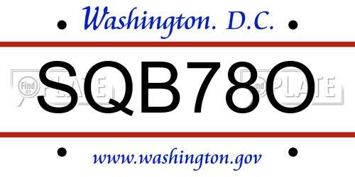 SQB78O District Of Columbia License Plate