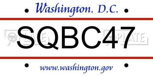 SQBC47 District Of Columbia License Plate