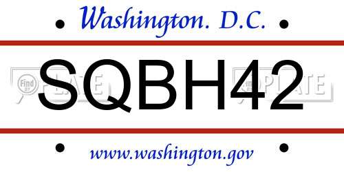 SQBH42 District Of Columbia License Plate