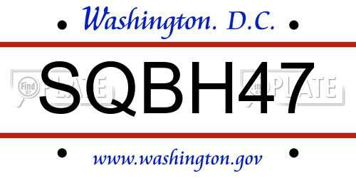 SQBH47 District Of Columbia License Plate