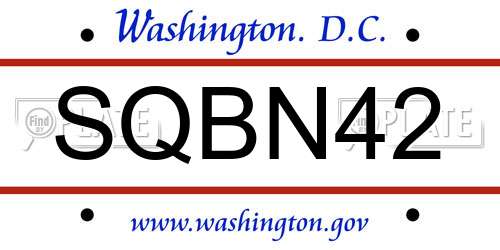 SQBN42 District Of Columbia License Plate