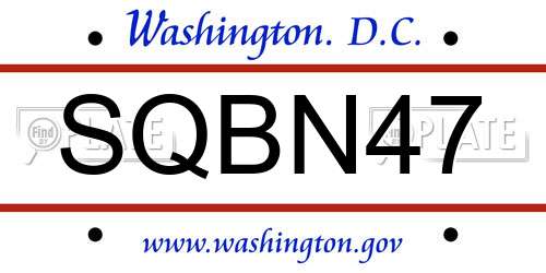 SQBN47 District Of Columbia License Plate