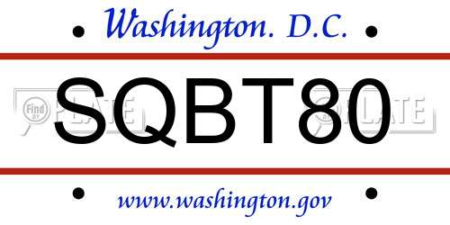 SQBT80 District Of Columbia License Plate