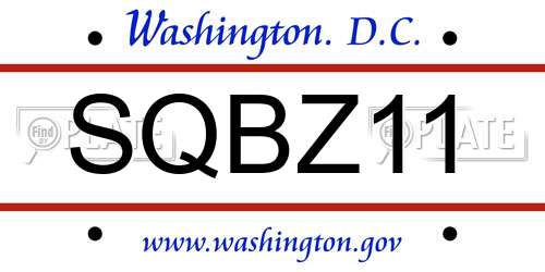 SQBZ11 District Of Columbia License Plate