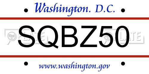 SQBZ50 District Of Columbia License Plate