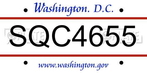 SQC4655 District Of Columbia License Plate