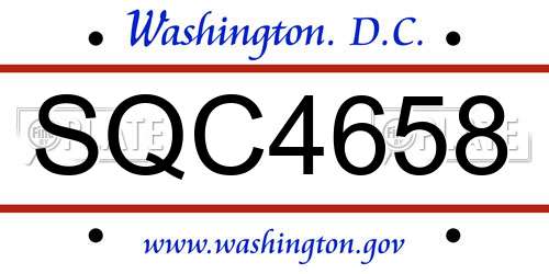 SQC4658 District Of Columbia License Plate