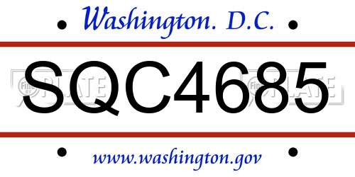 SQC4685 District Of Columbia License Plate