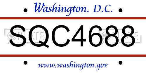 SQC4688 District Of Columbia License Plate