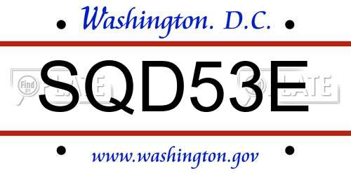SQD53E District Of Columbia License Plate