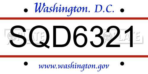 SQD6321 District Of Columbia License Plate