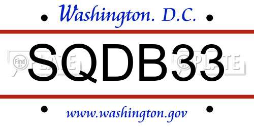 SQDB33 District Of Columbia License Plate