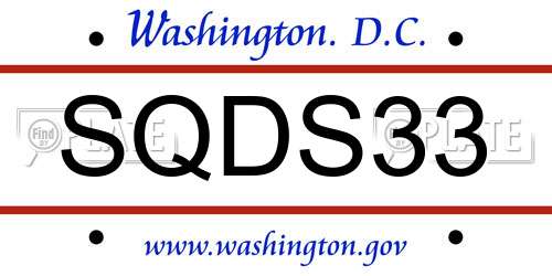 SQDS33 District Of Columbia License Plate