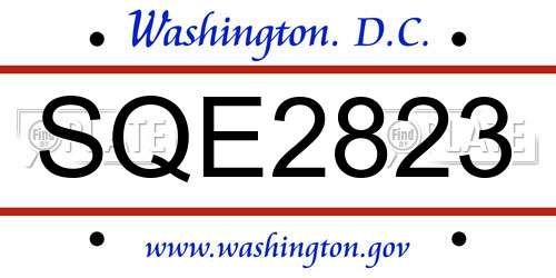 SQE2823 District Of Columbia License Plate