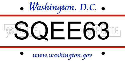 SQEE63 District Of Columbia License Plate