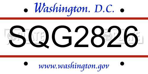 SQG2826 District Of Columbia License Plate