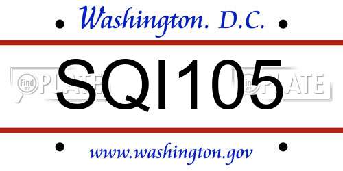 SQI105 District Of Columbia License Plate