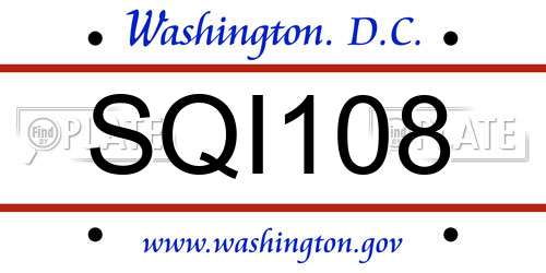 SQI108 District Of Columbia License Plate