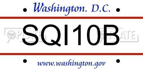 SQI10B District Of Columbia License Plate