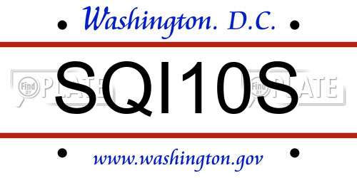 SQI10S District Of Columbia License Plate