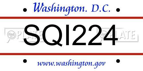 SQI224 District Of Columbia License Plate