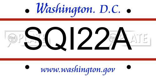 SQI22A District Of Columbia License Plate