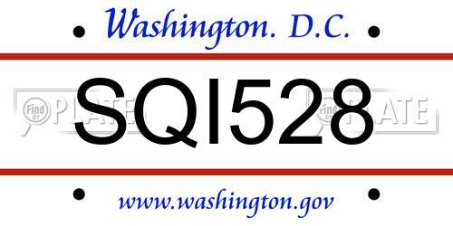 SQI528 District Of Columbia License Plate