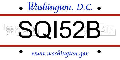 SQI52B District Of Columbia License Plate