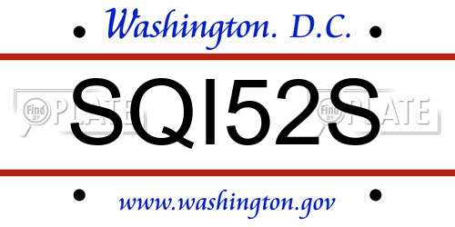 SQI52S District Of Columbia License Plate