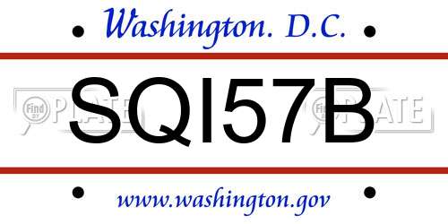SQI57B District Of Columbia License Plate