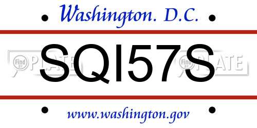SQI57S District Of Columbia License Plate