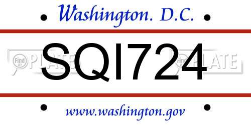 SQI724 District Of Columbia License Plate
