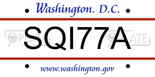 SQI77A District Of Columbia License Plate