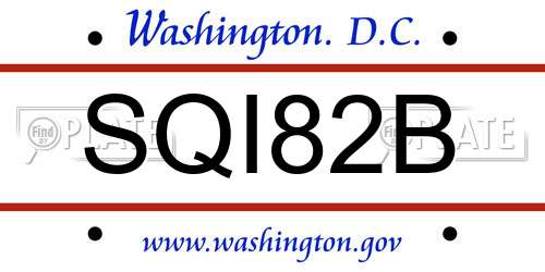 SQI82B District Of Columbia License Plate