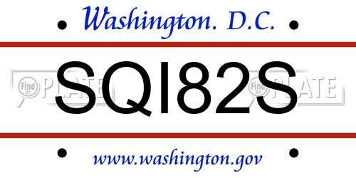 SQI82S District Of Columbia License Plate
