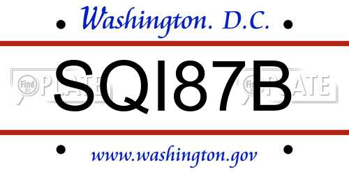 SQI87B District Of Columbia License Plate