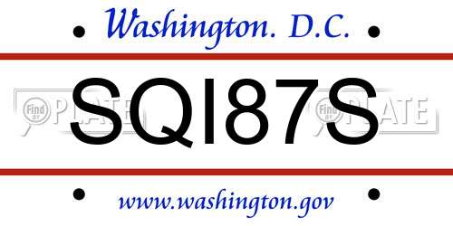 SQI87S District Of Columbia License Plate