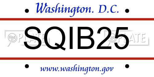 SQIB25 District Of Columbia License Plate