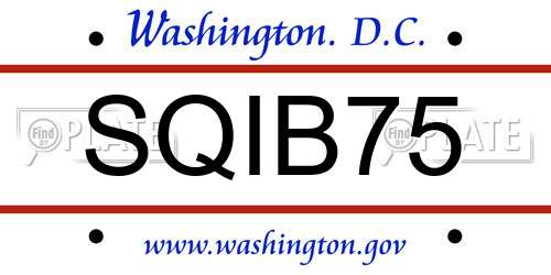 SQIB75 District Of Columbia License Plate