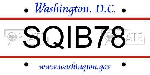 SQIB78 District Of Columbia License Plate