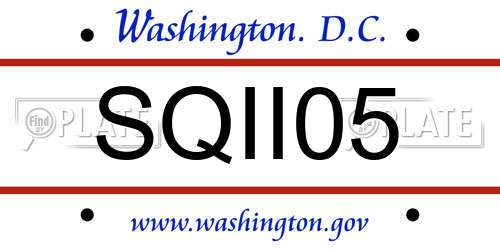 SQII05 District Of Columbia License Plate