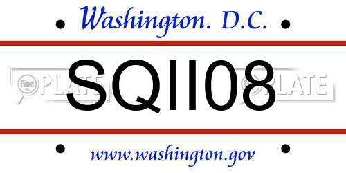 SQII08 District Of Columbia License Plate