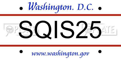 SQIS25 District Of Columbia License Plate