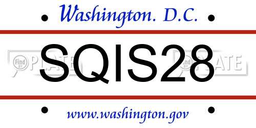 SQIS28 District Of Columbia License Plate
