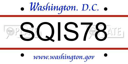 SQIS78 District Of Columbia License Plate