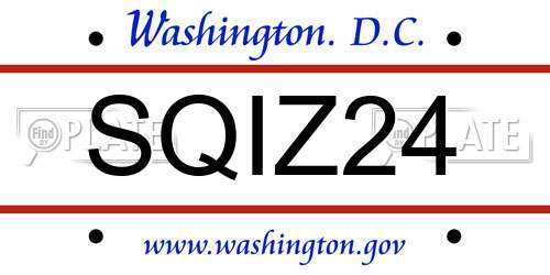 SQIZ24 District Of Columbia License Plate