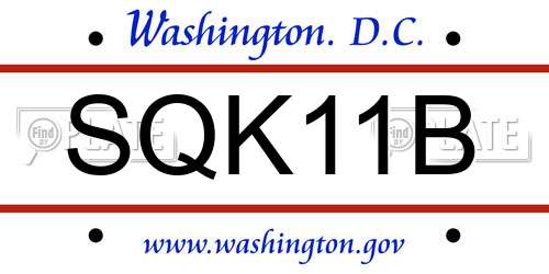 SQK11B District Of Columbia License Plate